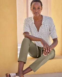 Short Sleeve Tie Frill Neck Blouse^Pure Collection Fashion